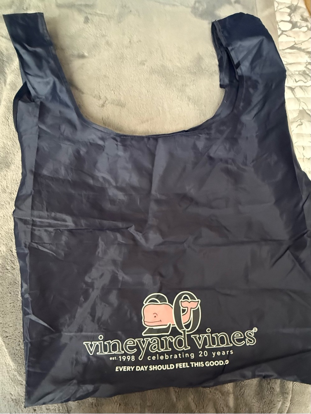 Vineyard Vines Navy Tote with Whale Logo Accent